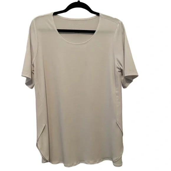 Susan Graver Modern Essentials Liquid Knit Elbow Sleeve Tunic Top White M New - Picture 2 of 9